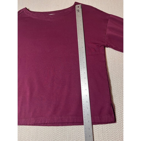 Soma Burgundy Crew‎ Neck Long Sleeve Gathered Cuff Sweatshirt Women's Medium M - Picture 3 of 7